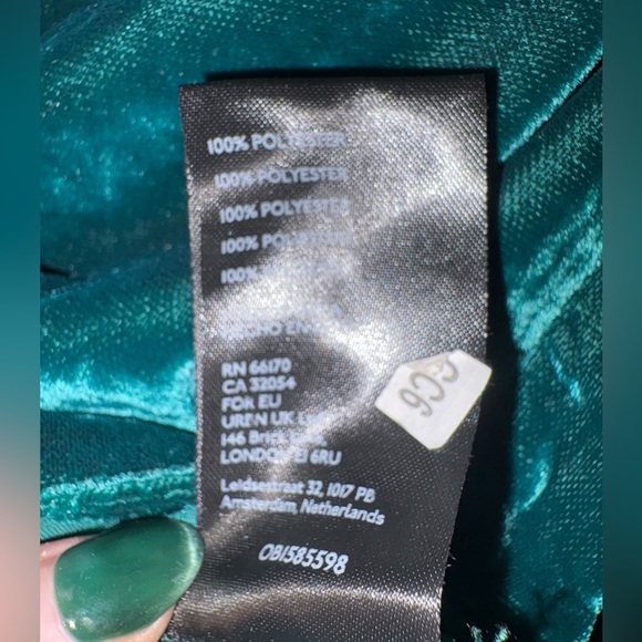 Free People Velvet Mini Skirt. Deep Teal. US 8/ UK 12 - Picture 7 of 10